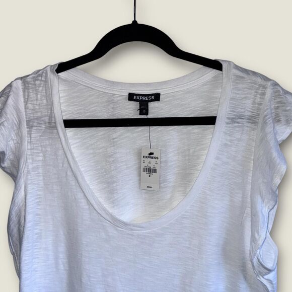 Express‎ Flutter Sleeve Scoop Neck Slub Tee | Size M, New with Tags - Picture 3 of 3
